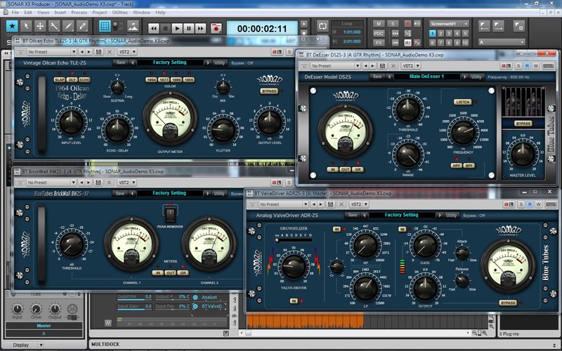 Painel dos plug-ins do Sonar - BlueTubes